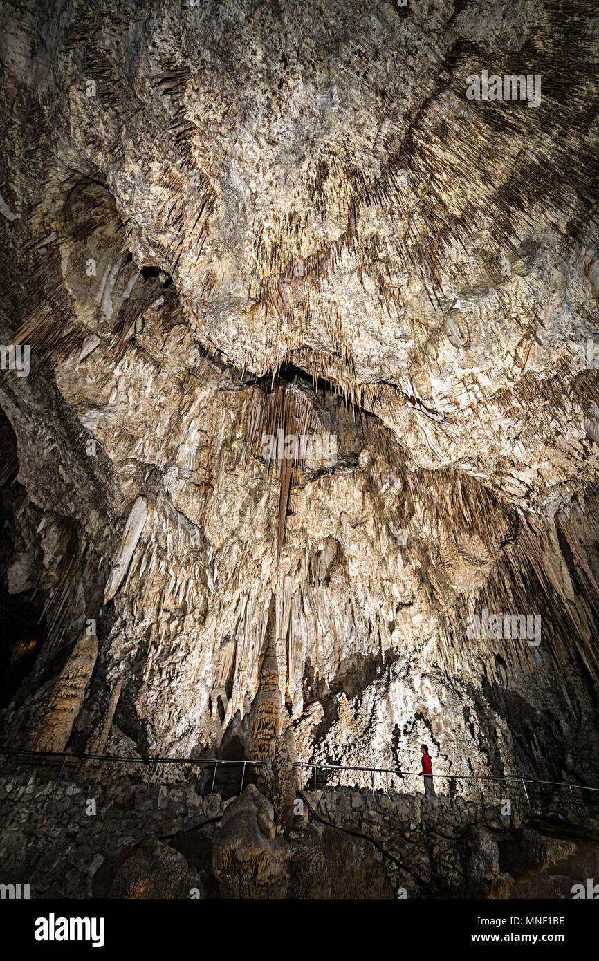 Tourist on trail in Carlsbad Caverns, New Mexico, USA Stock Photo