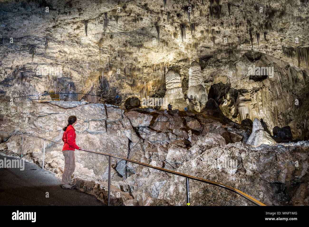 Tourist in Carlsbad Caverns, New Mexico, USA Stock Photo