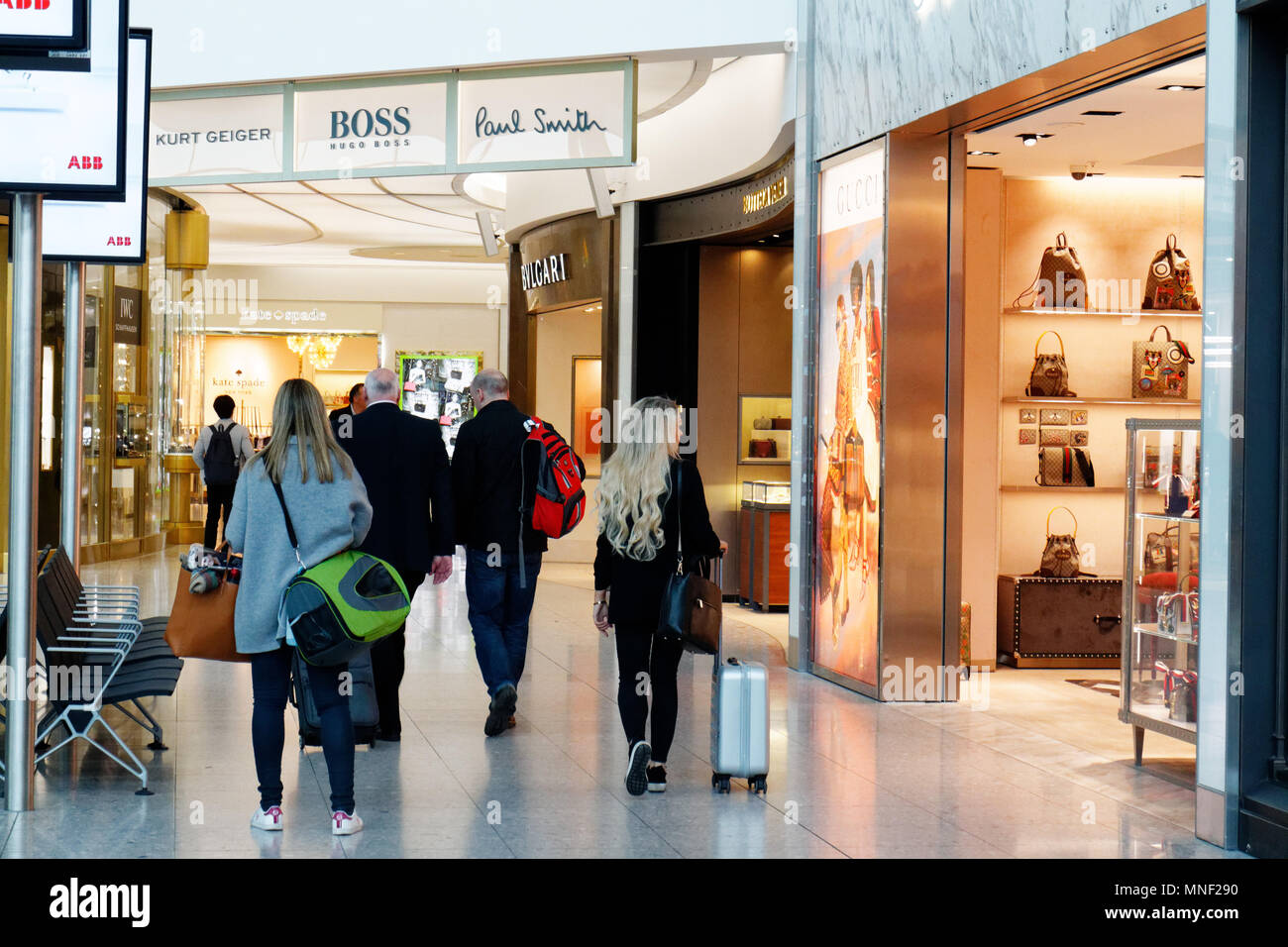 Gucci, Boss and Paul Smith duty free shop in London Heathrow Airport  Terminal 2 Stock Photo - Alamy