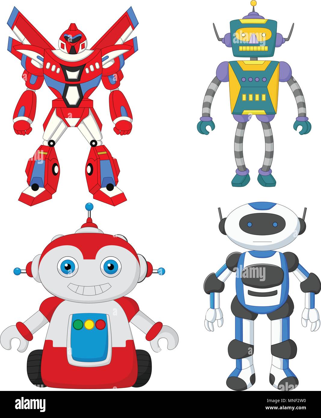 Cartoon cute robot collection set Stock Vector