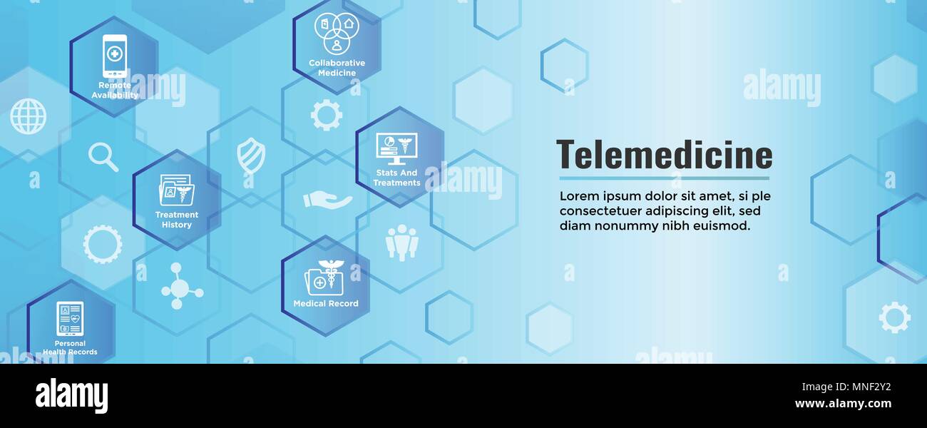 Telemedicine Header Banner For Web Icon Set With Telehealth Ehr