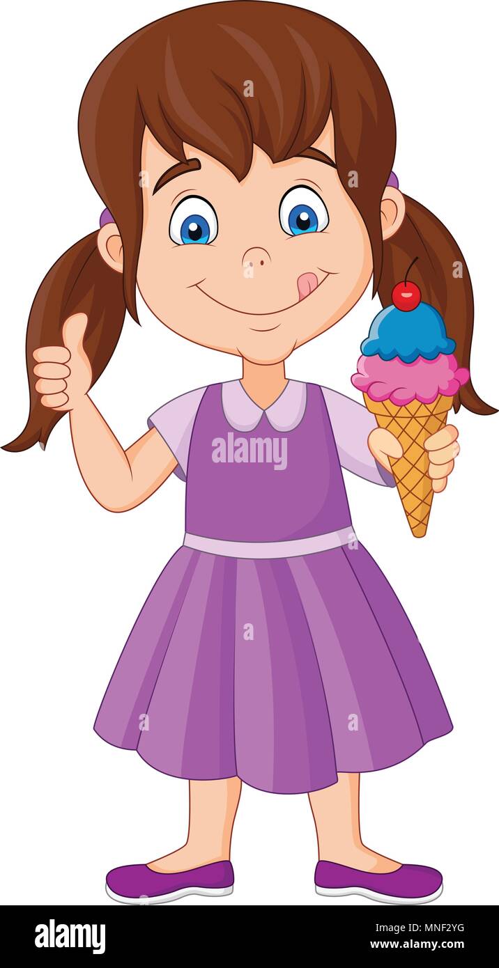 Cartoon Little Girl Holding An Ice Cream Stock Vector Image Art Alamy