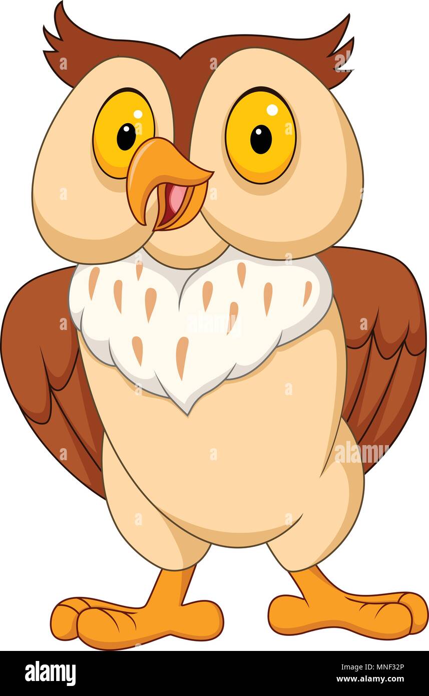 Cartoon funny owl isolated on white background Stock Vector Image & Art ...