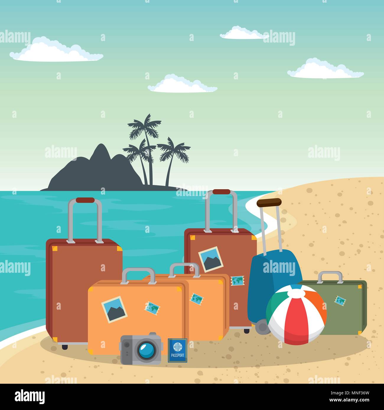 beach seascape beautiful scene Stock Vector Image & Art - Alamy