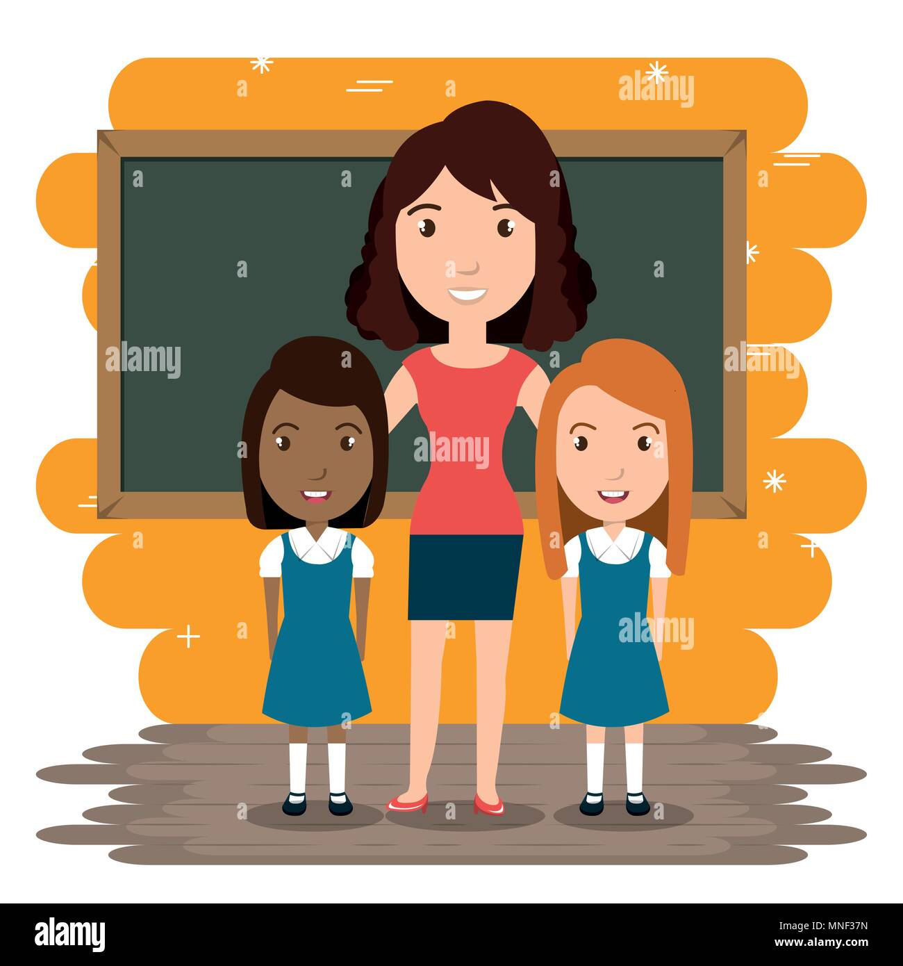 woman teacher with students in the classroom Stock Vector Image & Art ...