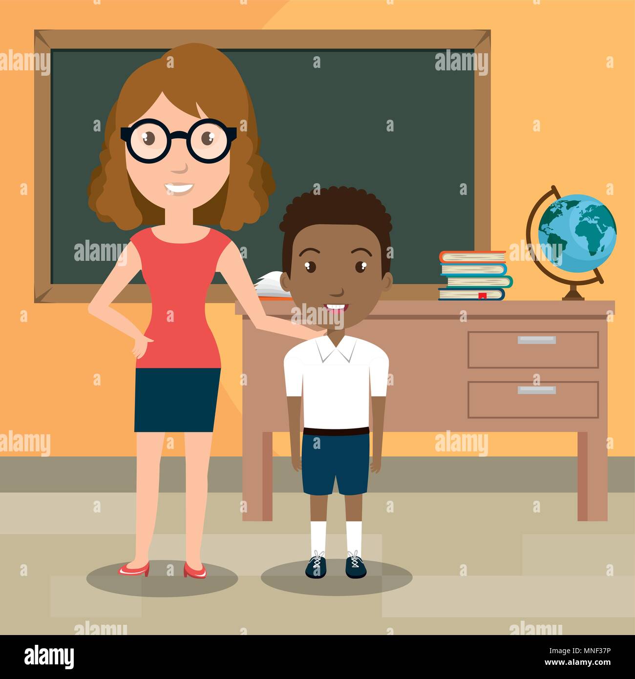woman teacher with students in the classroom Stock Vector Image & Art ...