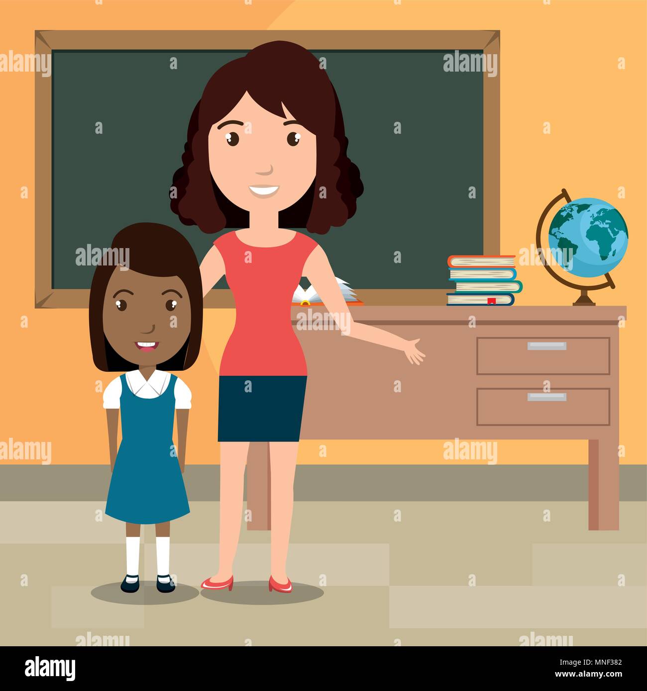 woman teacher with students in the classroom Stock Vector Image & Art ...