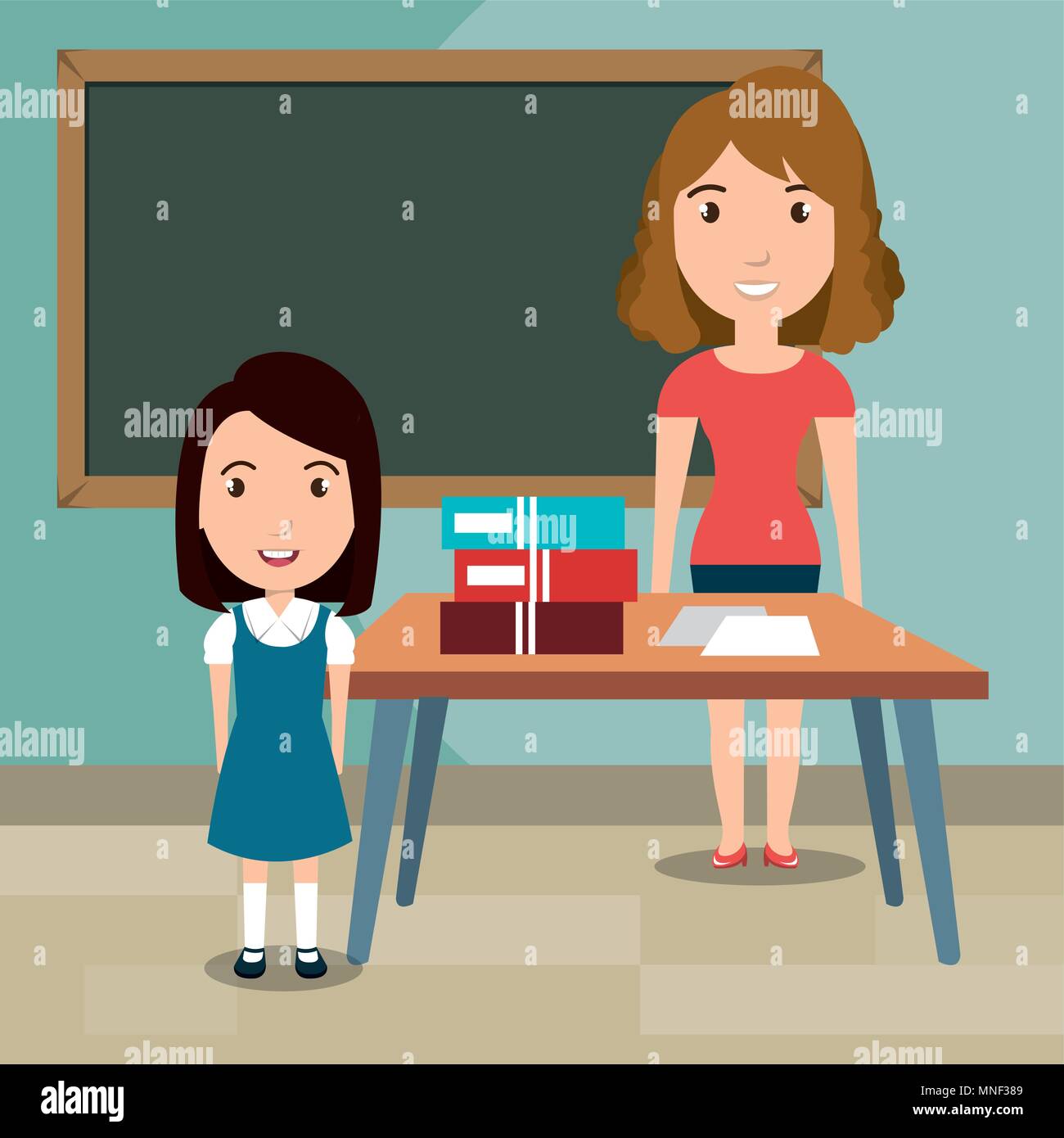 woman teacher with students in the classroom Stock Vector Image & Art ...