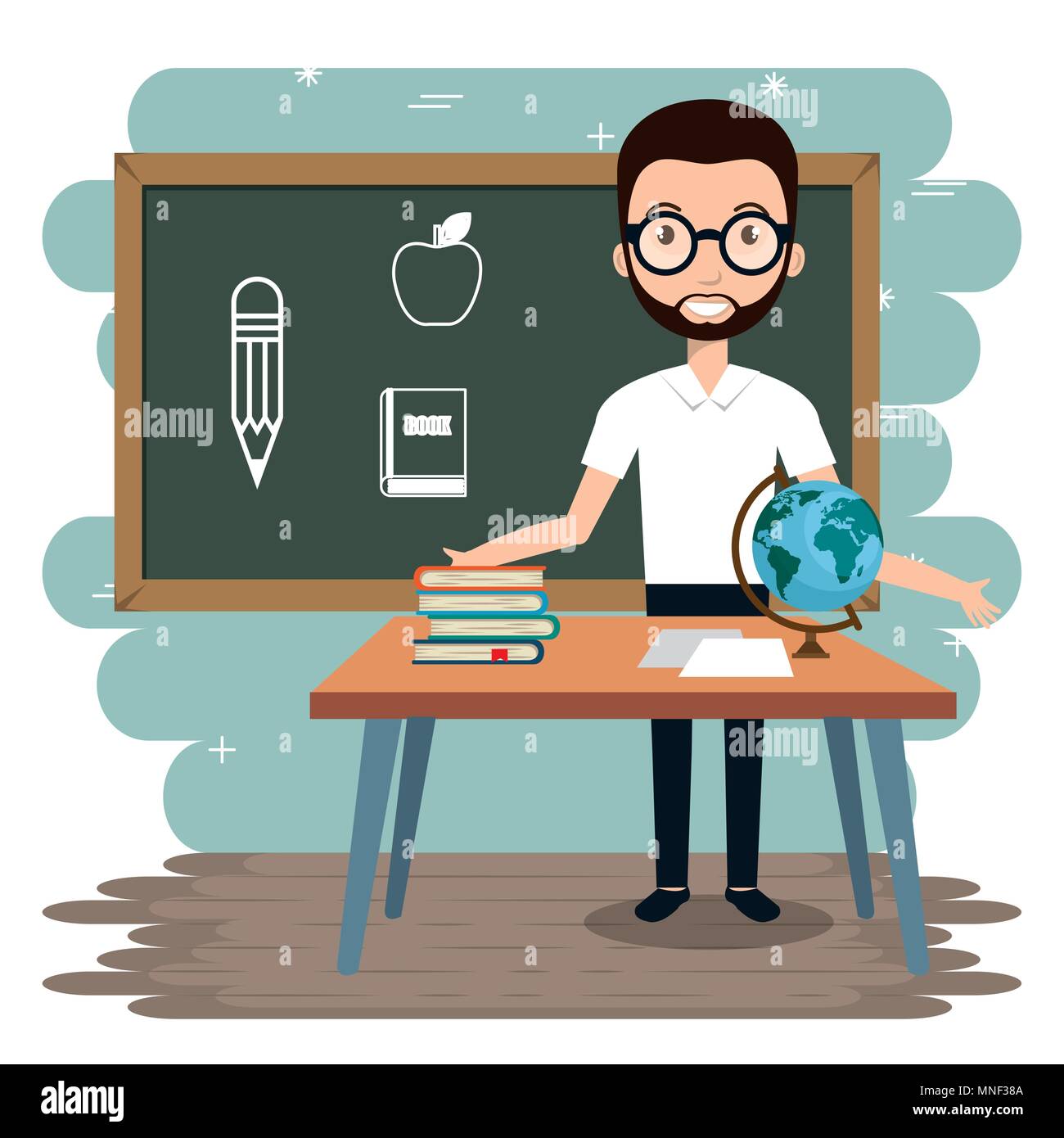 Young man glasses desk Stock Vector Images Alamy Young man glasses desk Stock Vector Images Alamy
