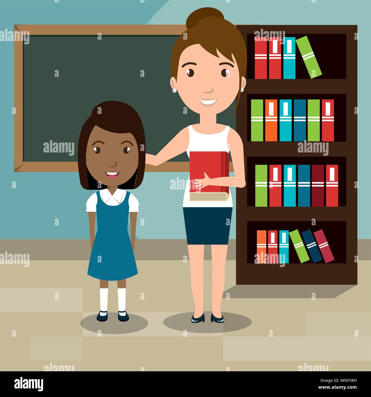 woman teacher with students in the classroom Stock Vector Image & Art ...