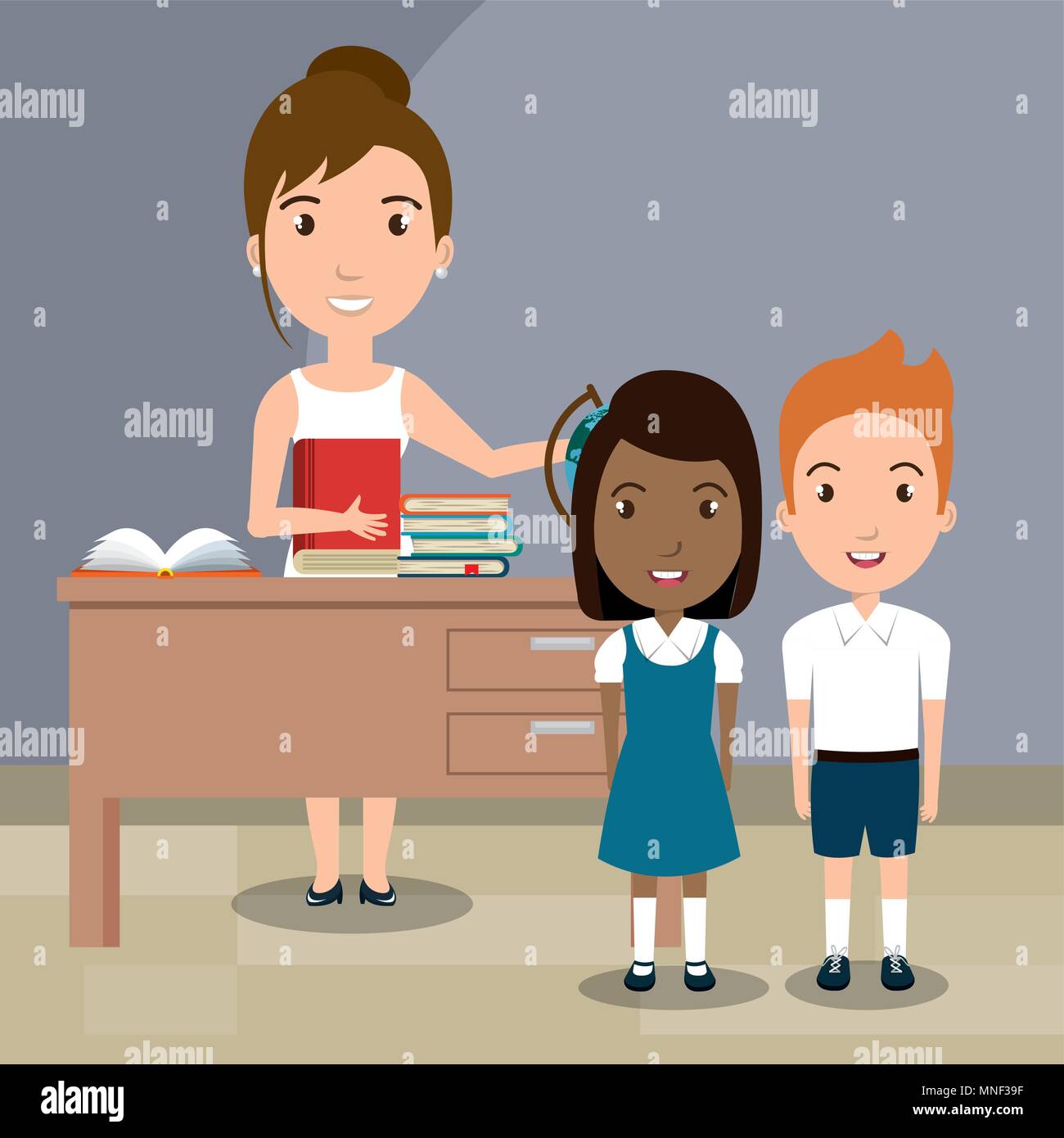 woman teacher with students in the classroom Stock Vector Image & Art ...