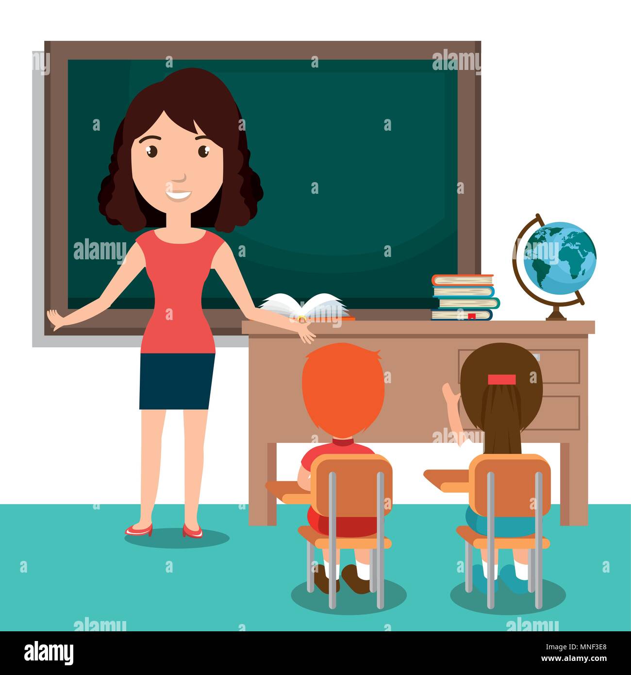 woman teacher with students in the classroom Stock Vector Image & Art ...