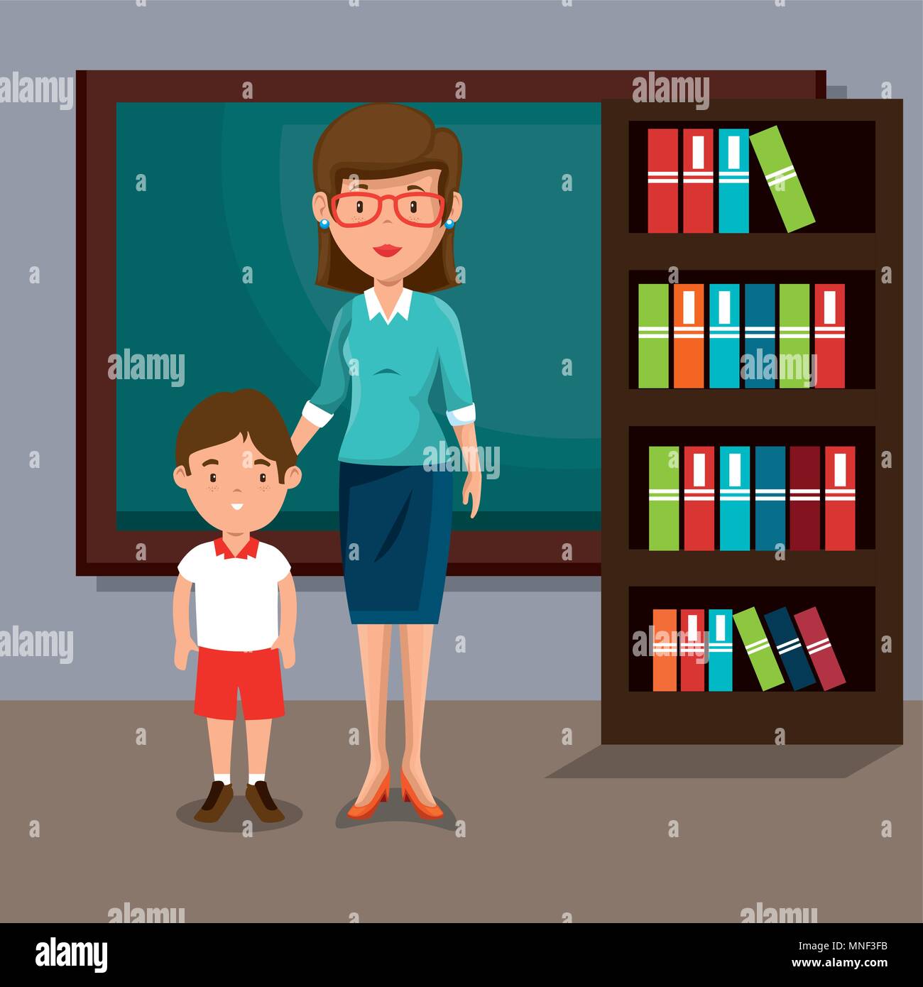 woman teacher with students in the classroom Stock Vector Image & Art ...