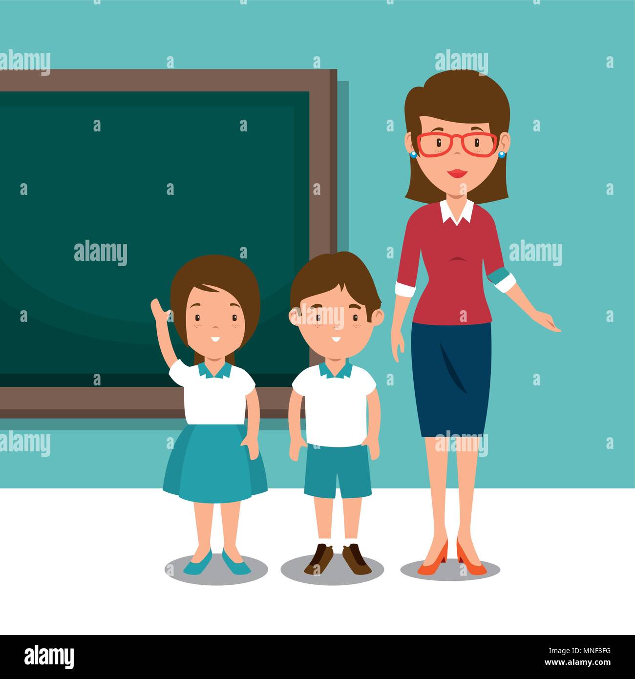 woman teacher with students in the classroom Stock Vector Image & Art ...
