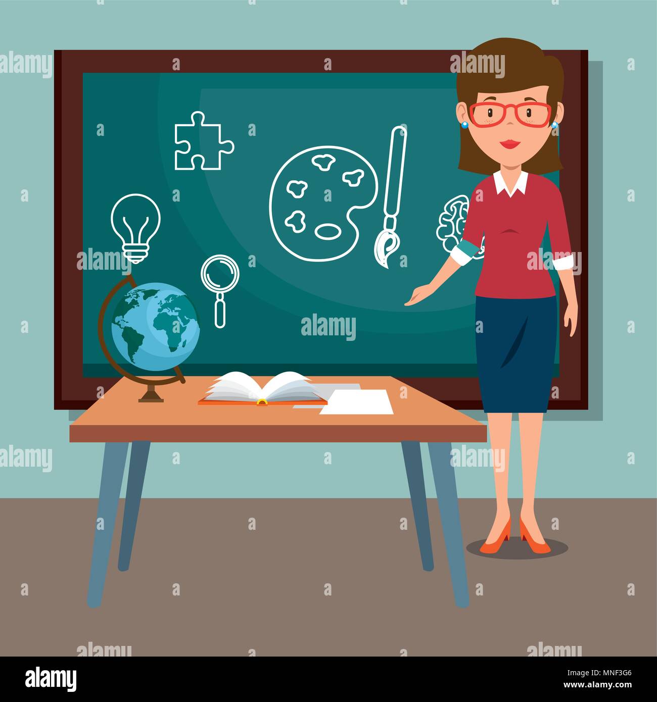 woman teacher in the classroom Stock Vector Image & Art - Alamy