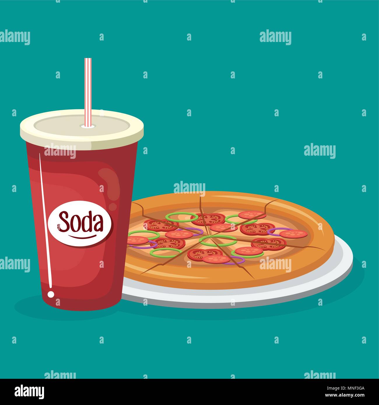 soda with pizza fast food menu Stock Vector Image & Art Alamy