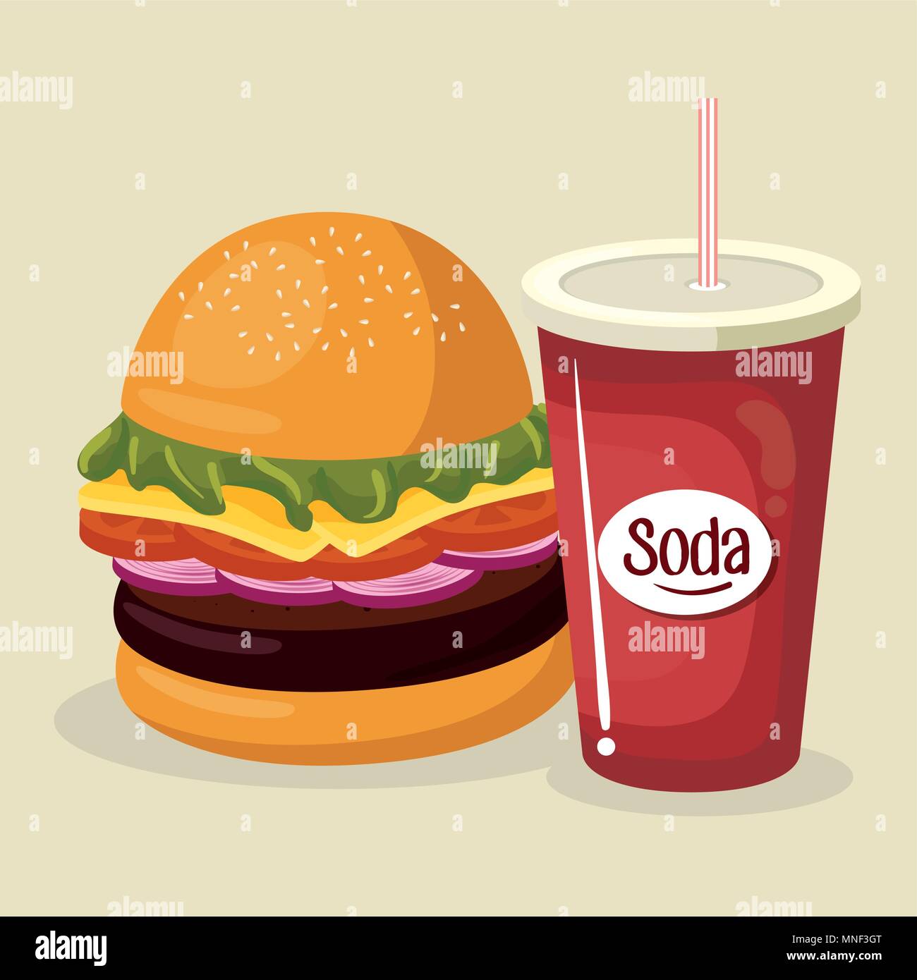 soda with amburger fast food menu Stock Vector Image & Art - Alamy