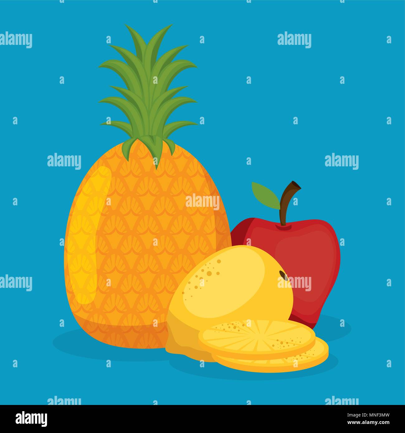 fresh pineapple and apple fruit healthy food Stock Vector Image & Art ...