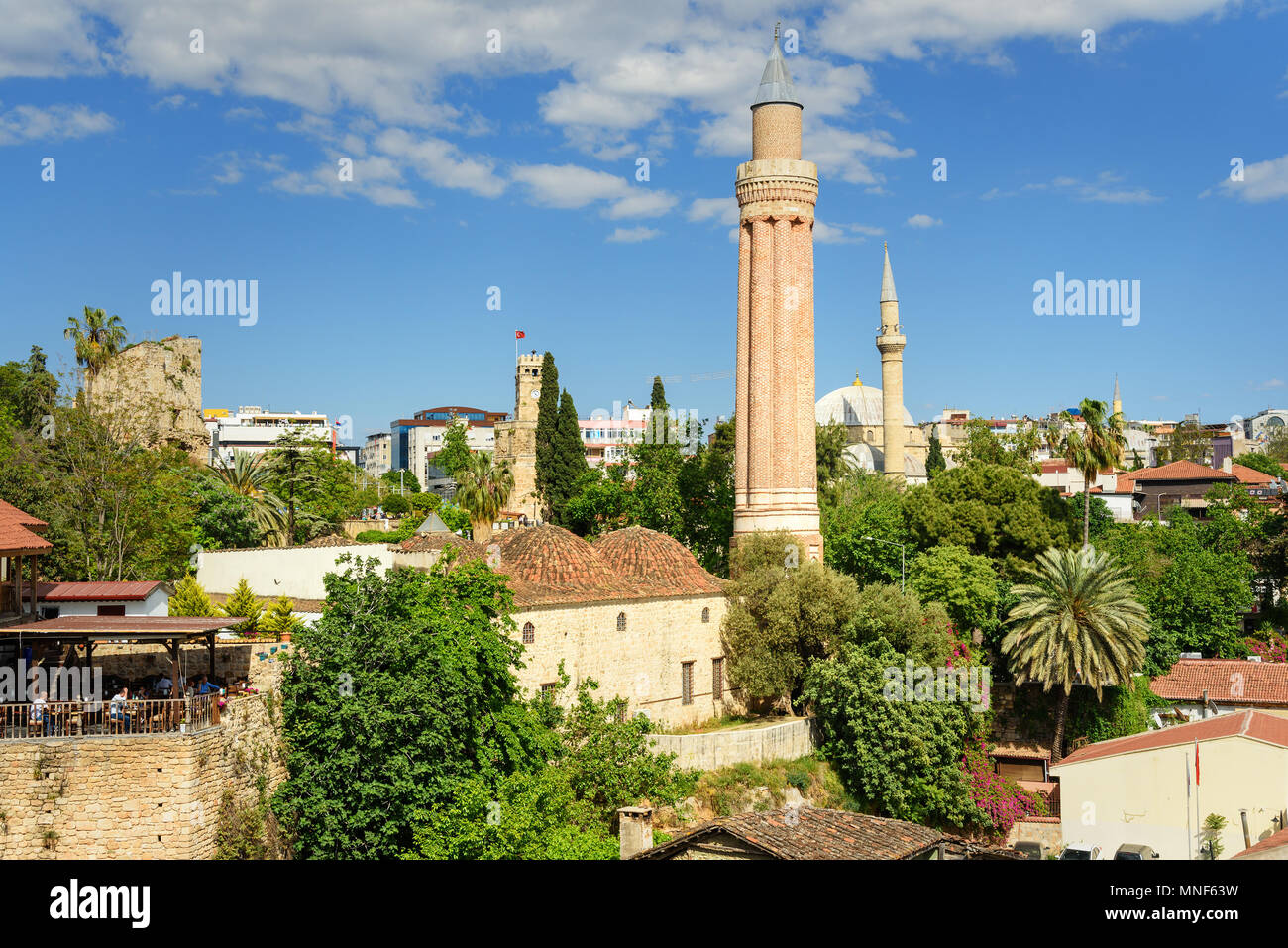 Antalya, Turkey April 21, 2018 View of Yivli Minare Mosque in Old