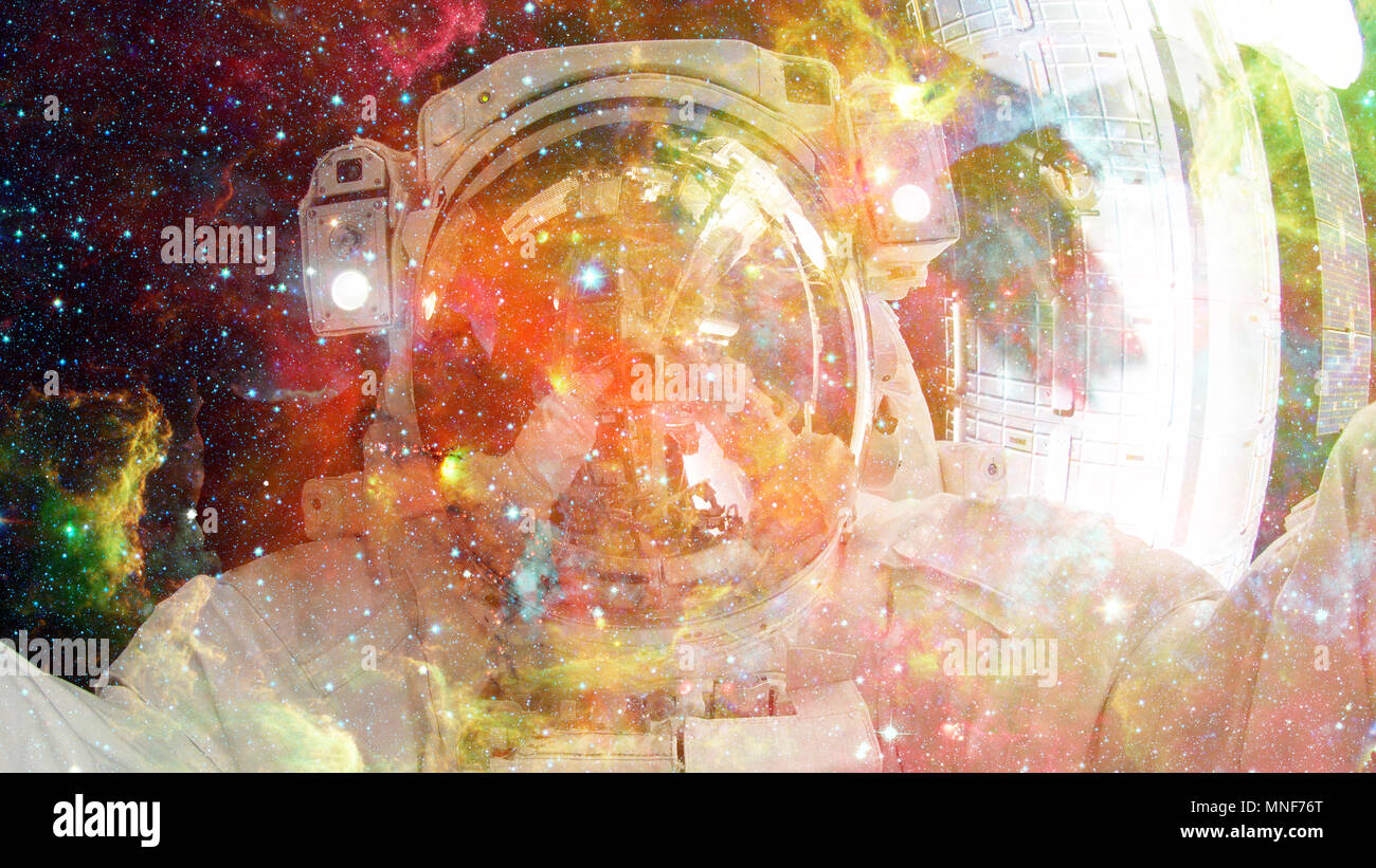 Astronaut in outer space. Science fiction art. Elements of this image ...