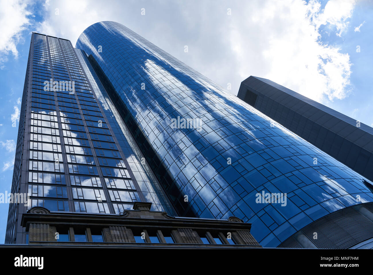 Business architecture in Frankfurt am Main with tall skyscrapers Stock Photo