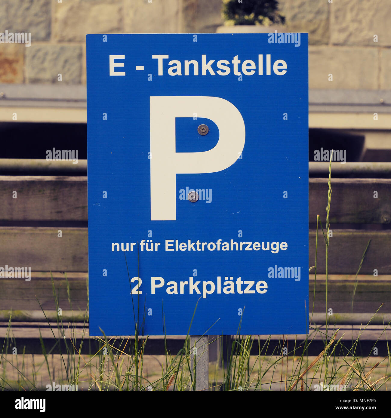 Electric mobility charging point, German parking sign, zero emission