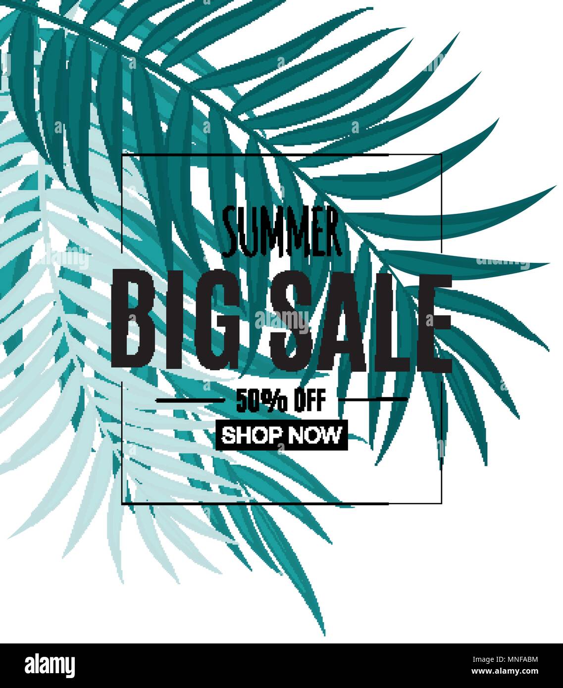 Abstract Tropical Summer Sale Background with Palm Leaves. Vector ...