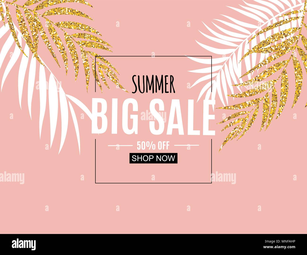 Abstract Summer Sale Background with Palm Leaves. Vector Illustration ...