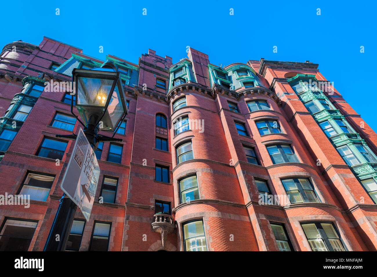 Boston, Massachusetts, USA September 12, 2016 Looking up at a tall Federal Style Historical