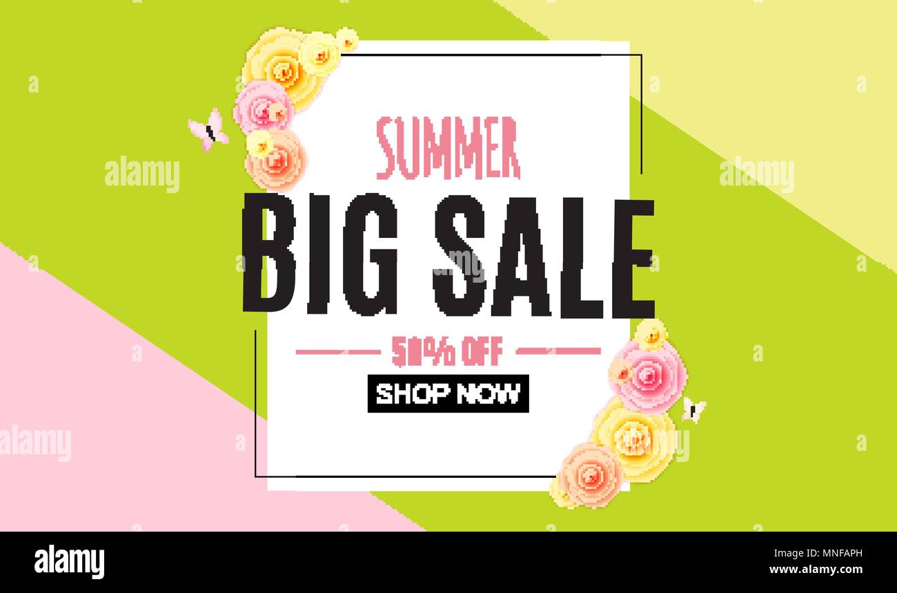 Abstract Summer Sale Background with Frame. Vector Illustration Stock ...