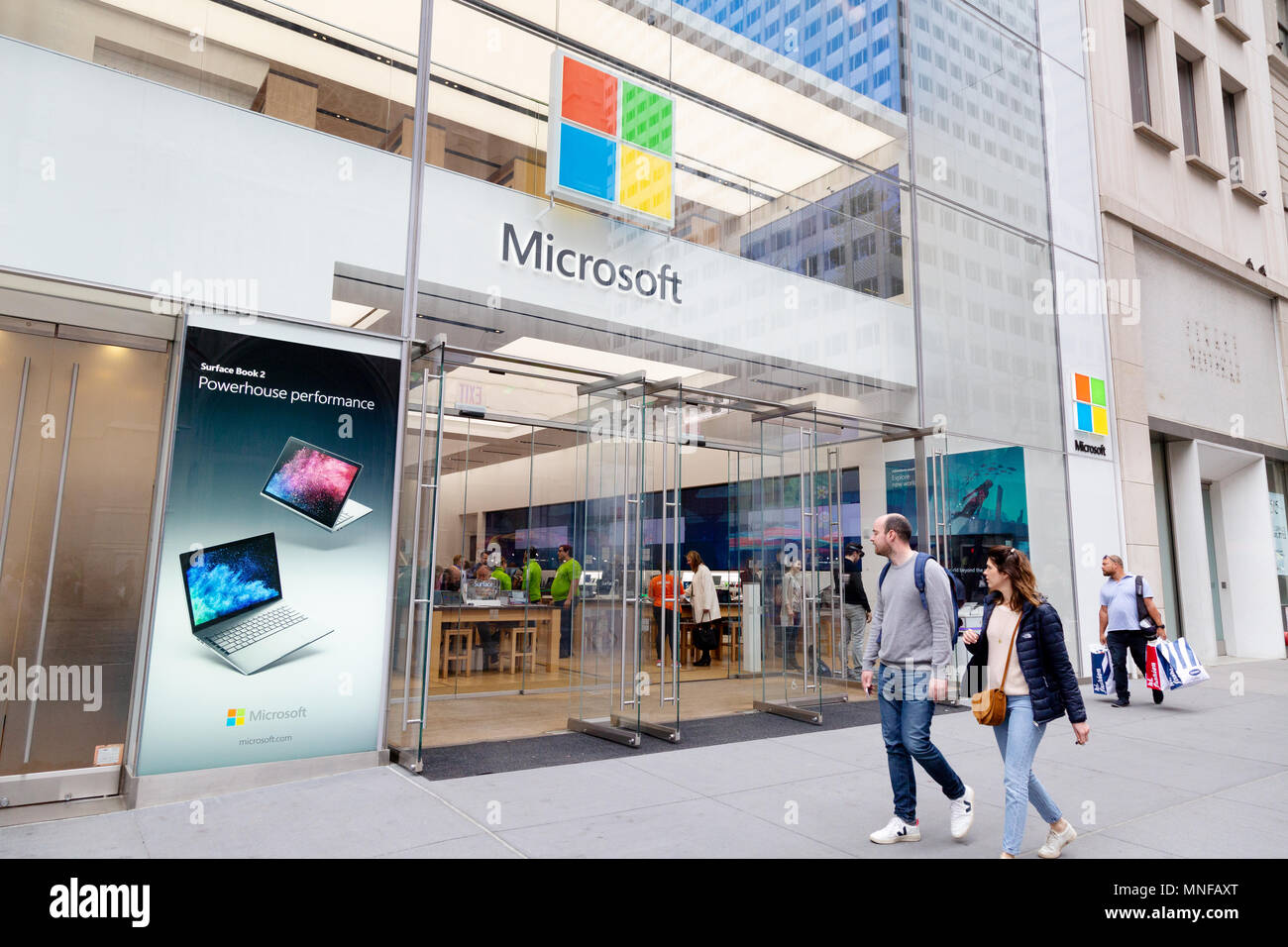 The Microsoft Store exterior, 5th Avenue, New York city USA Stock Photo