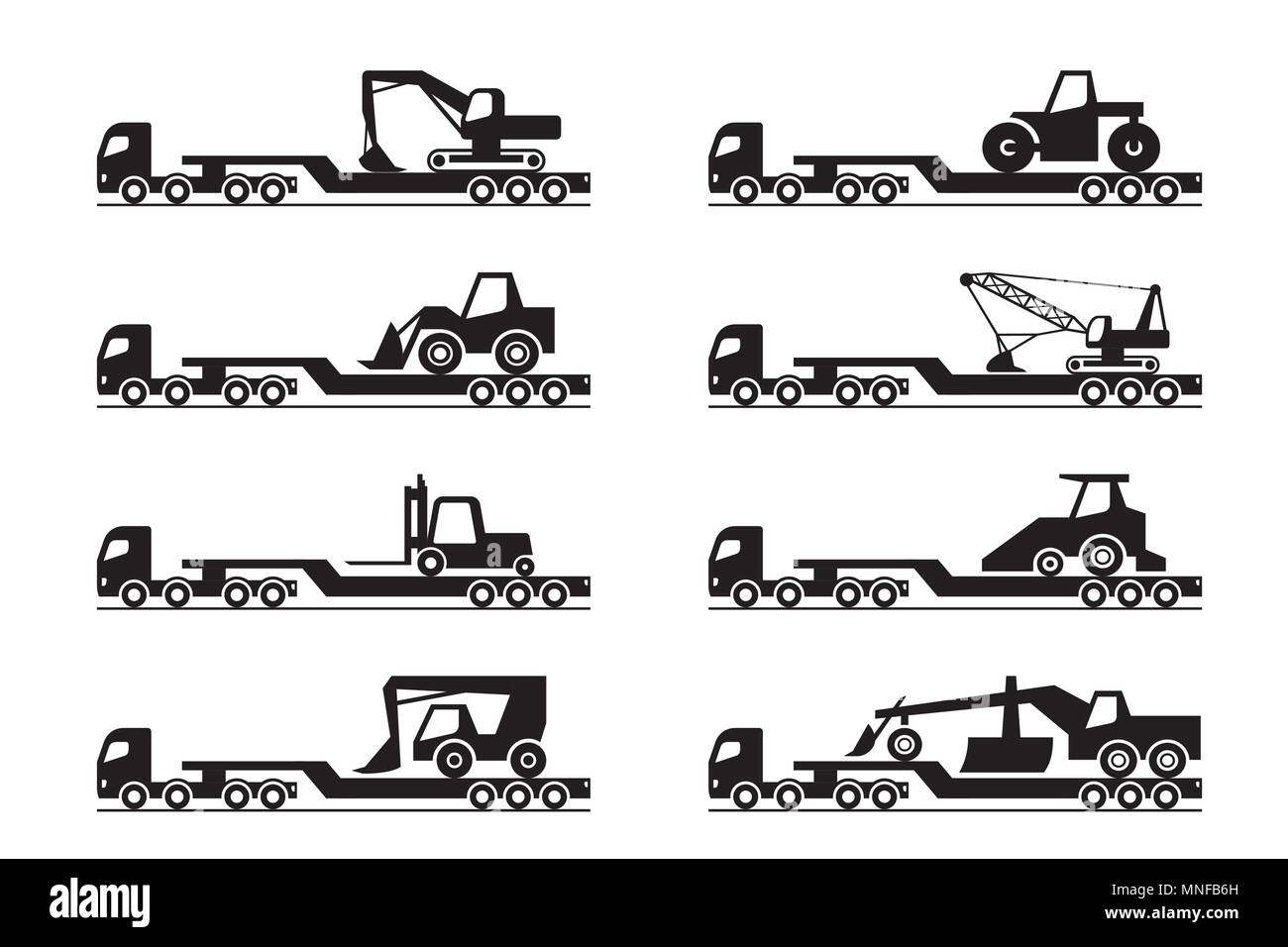 Transportation of construction machinery - vector illustration Stock ...