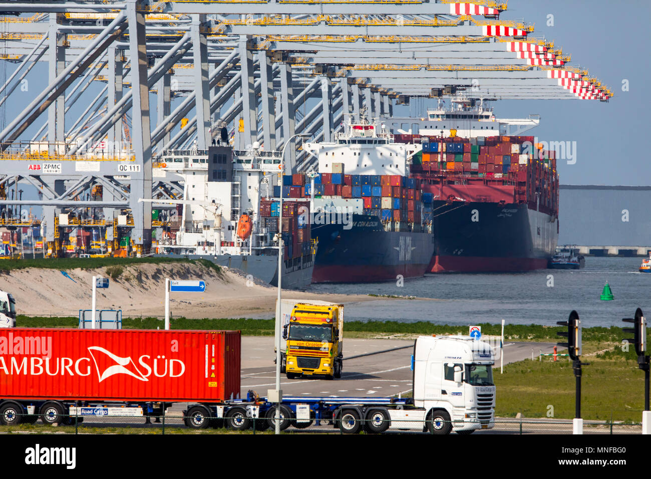 The seaport of Rotterdam, Netherlands, deepsea port Maasvlakte 2, on