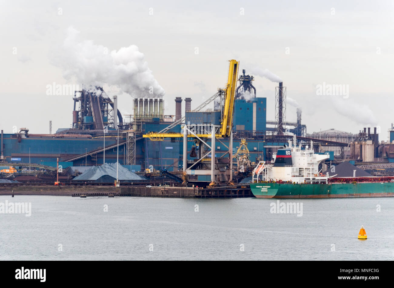 Industrial landscape from the port of IJmuiden, Netherlands Stock Photo