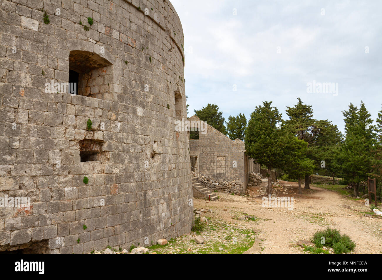 The ruins of Fort Royal on Lokrum Island, in the Adriatic Sea off Dubrovnik, Croatia. Stock Photo
