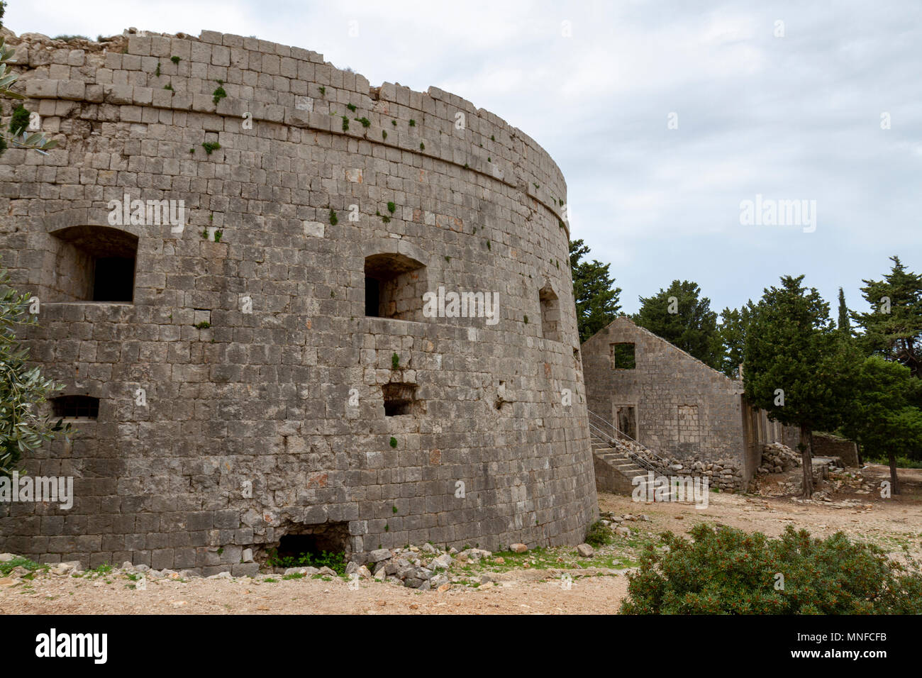 The ruins of Fort Royal on Lokrum Island, in the Adriatic Sea off Dubrovnik, Croatia. Stock Photo