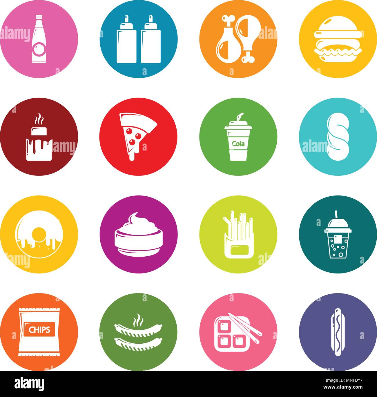 Fast food icons set colorful circles vector Stock Vector Image & Art ...