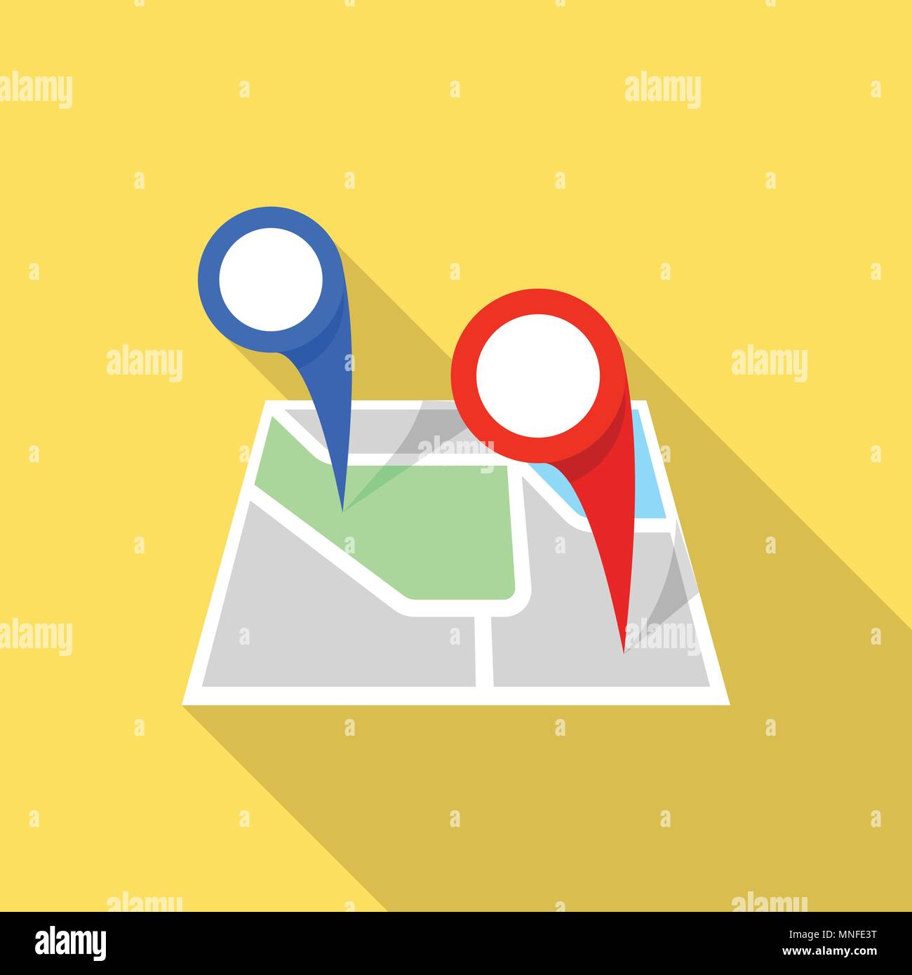Double map pin icon, flat style Stock Vector Image & Art - Alamy