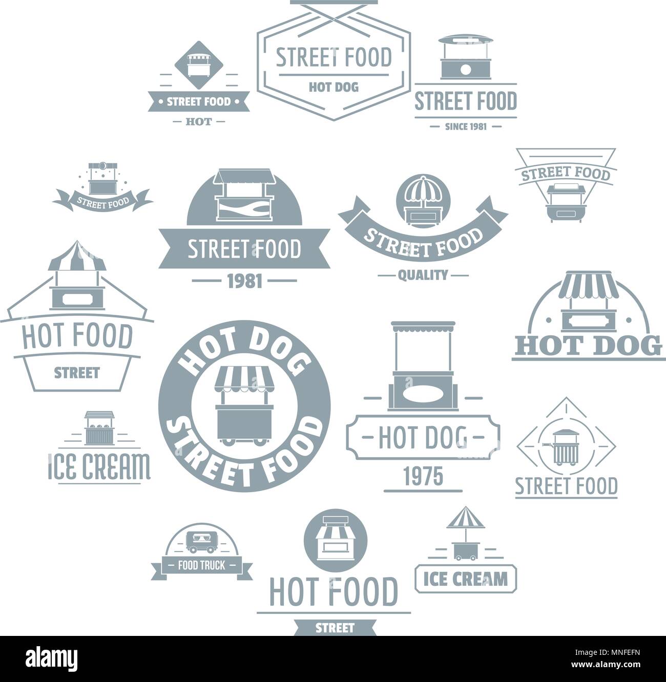 Street Food Logo Icons Set Simple Style Stock Vector Image Art Alamy