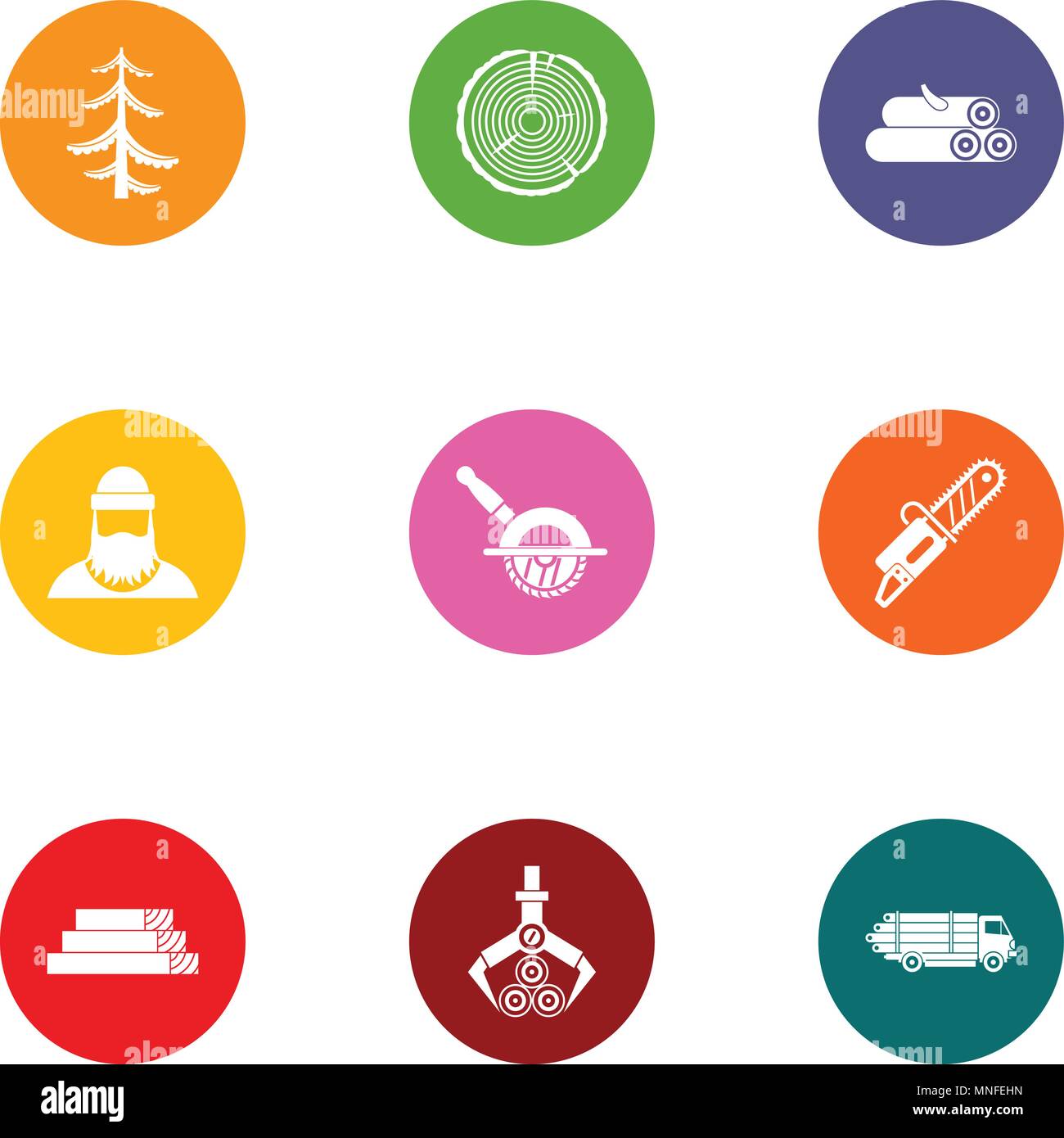 Harvesting wood icons set, flat style Stock Vector Image & Art - Alamy