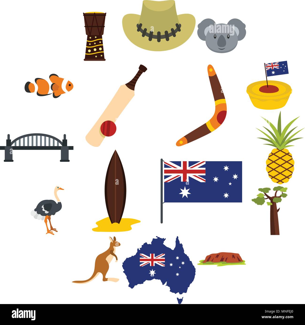 Australia travel icons set in flat style Stock Vector Image & Art - Alamy