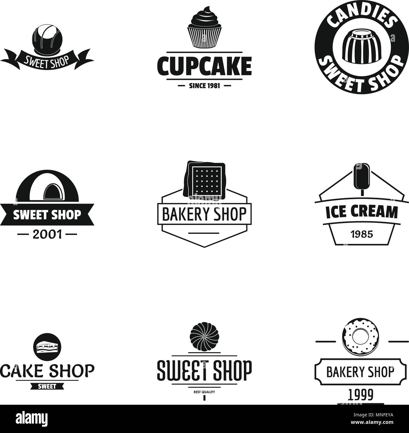 Sweet shop logo set, simple style Stock Vector Image & Art Alamy