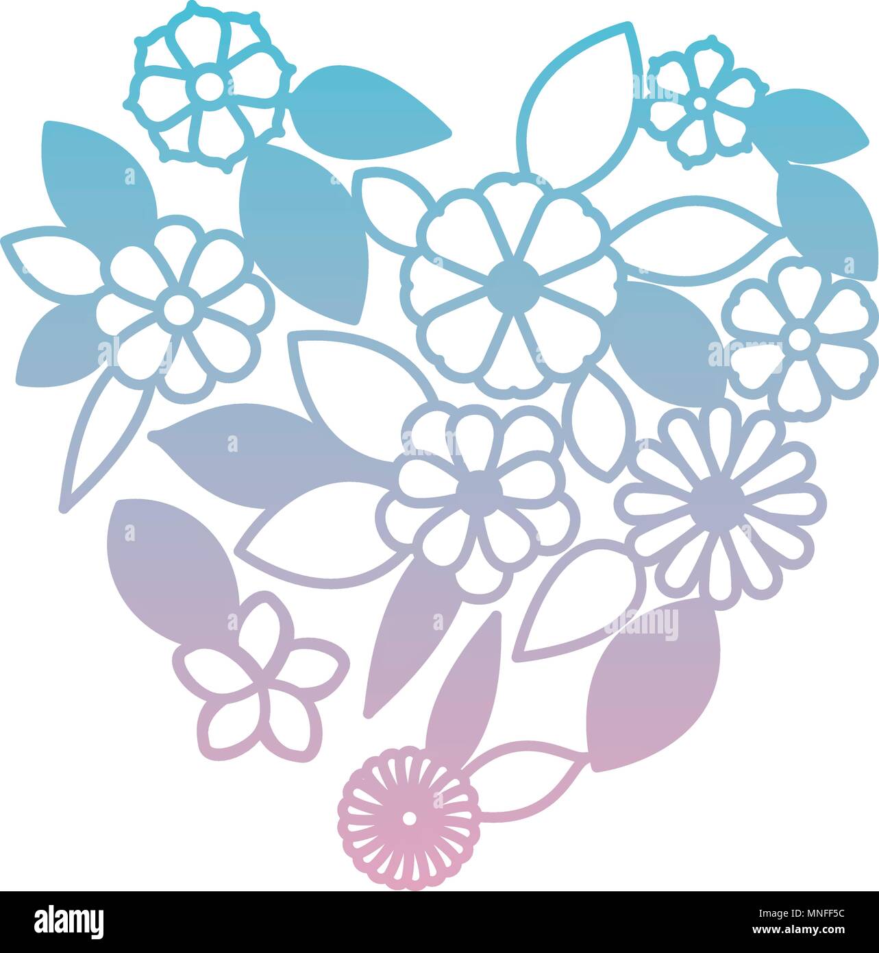 flowers and leafs garden with heart shape Stock Vector Image & Art - Alamy
