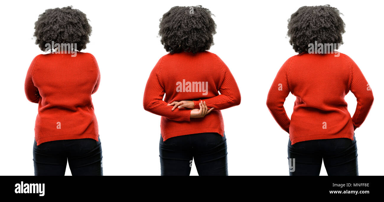 Young beautiful african plus size model backside, rear view isolated ...