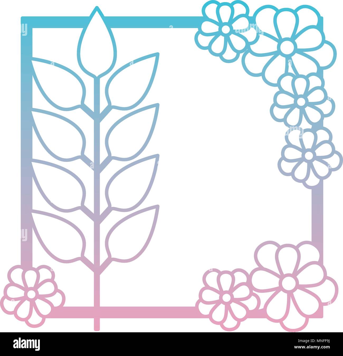 flower and leafs decorative square frame Stock Vector Image & Art - Alamy
