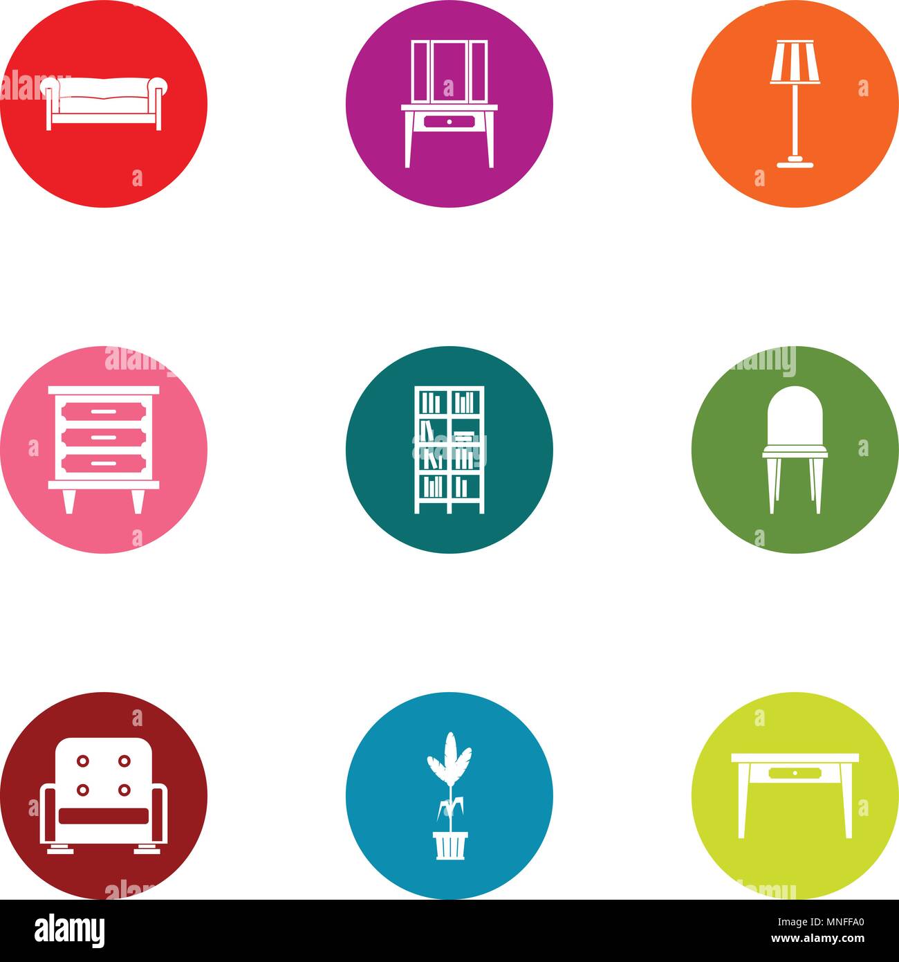 Soft armchair icons set, flat style Stock Vector Image & Art - Alamy