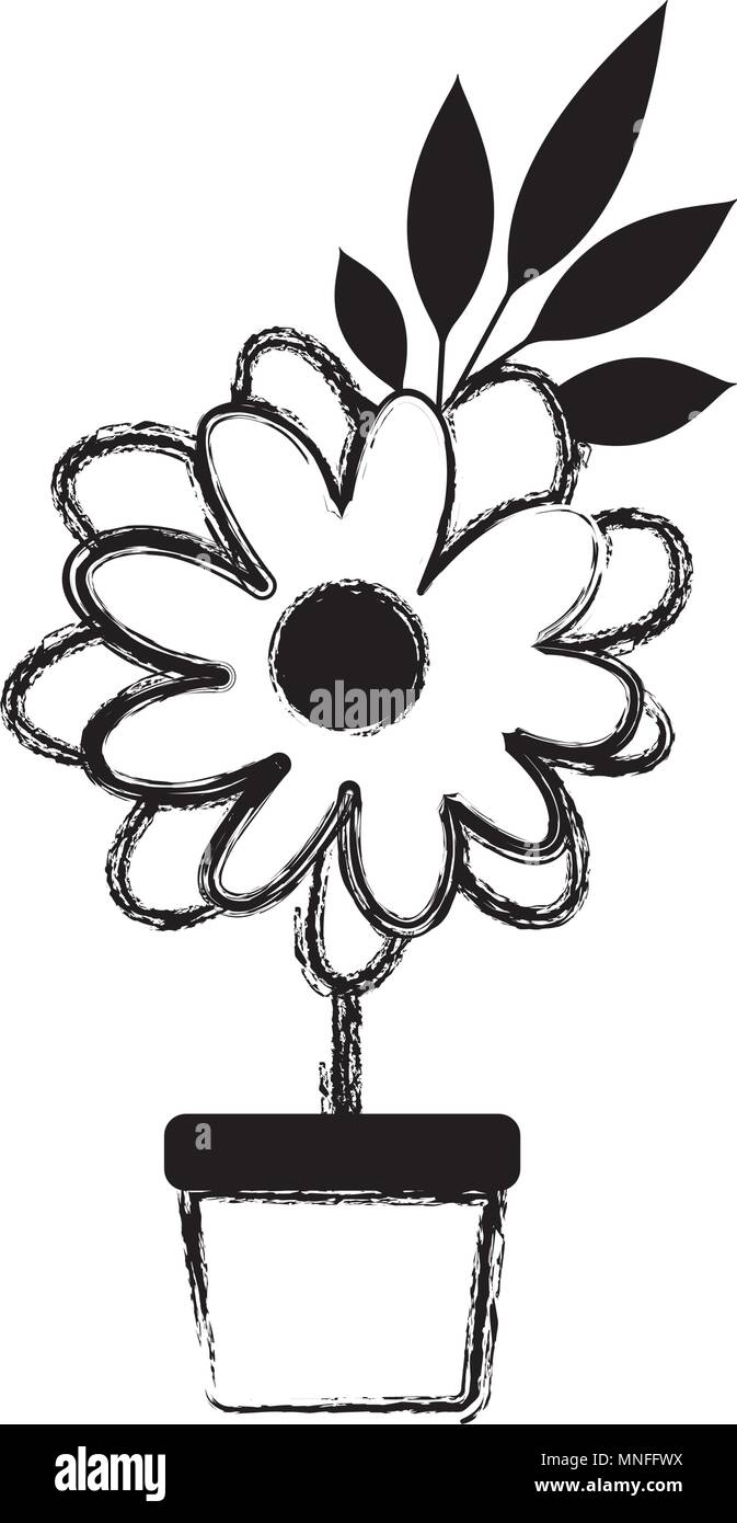 flower and leafs in pot decorative Stock Vector Image & Art - Alamy