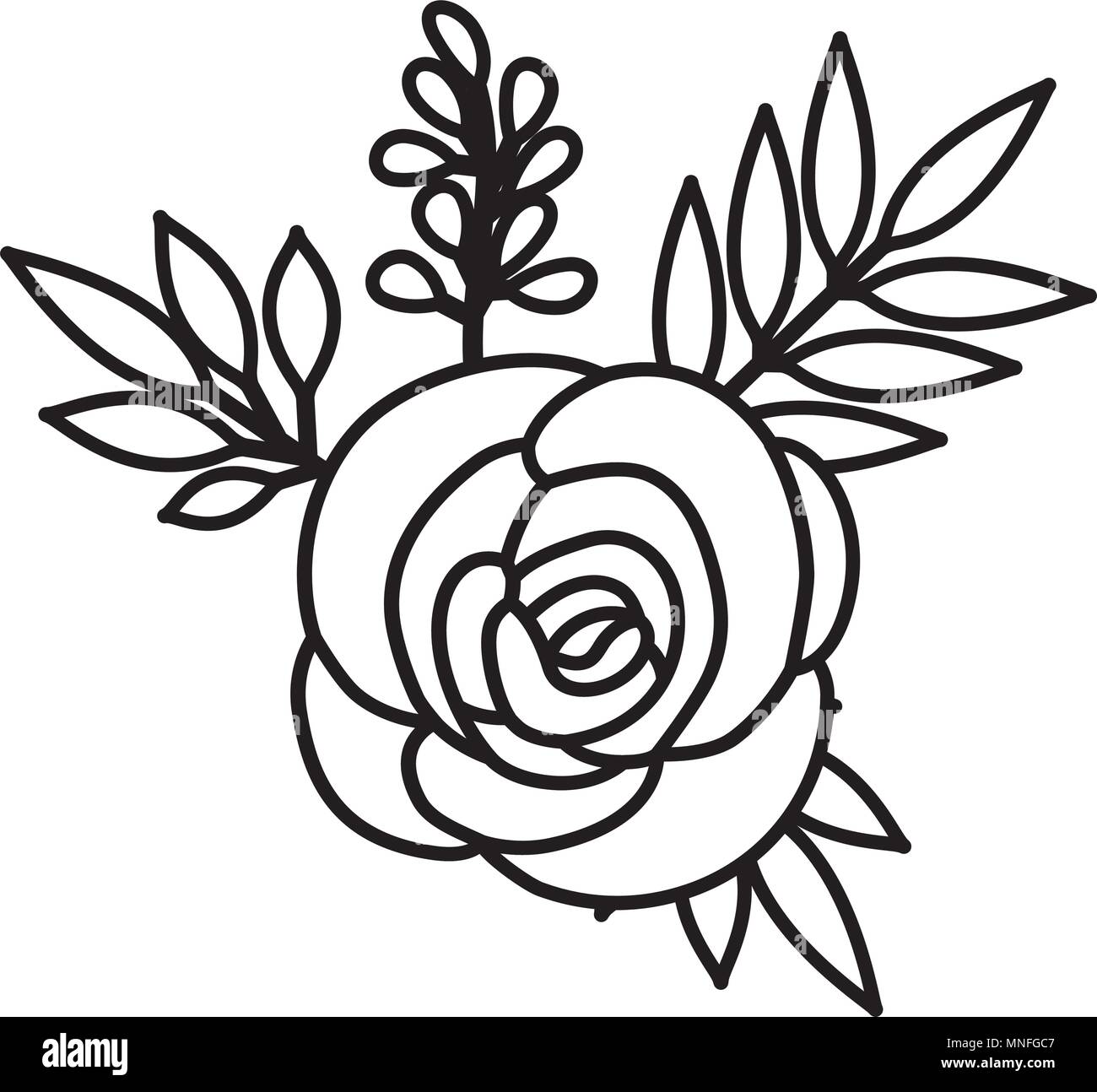 rose and leafs decorative icon Stock Vector Image & Art - Alamy
