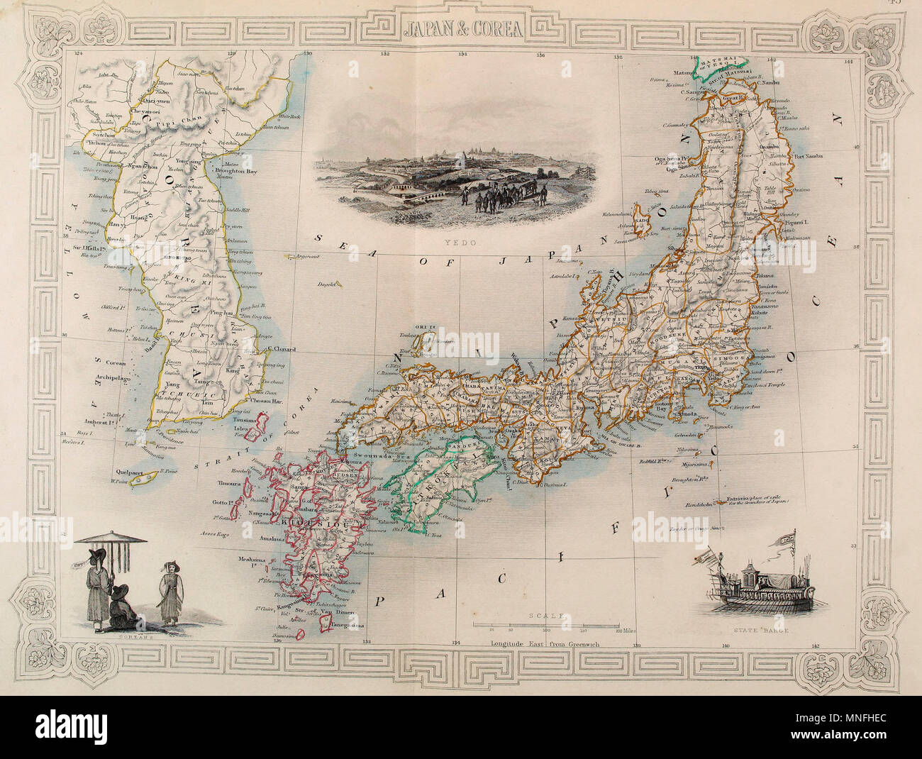 Map of Japan and Corea, circa 1858 Stock Photo