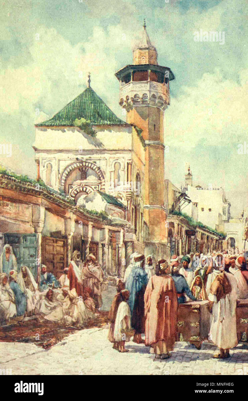 Mosque of Sidi Ben Ziad, Tunis, Tunisia, circa 1906 - The Auction Day Stock Photo